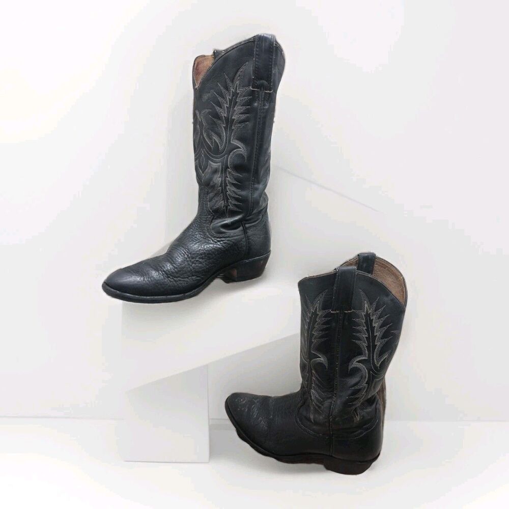 Tony Lama Black Leather Pull On VM2952 Western Boots Men’s Size 9D